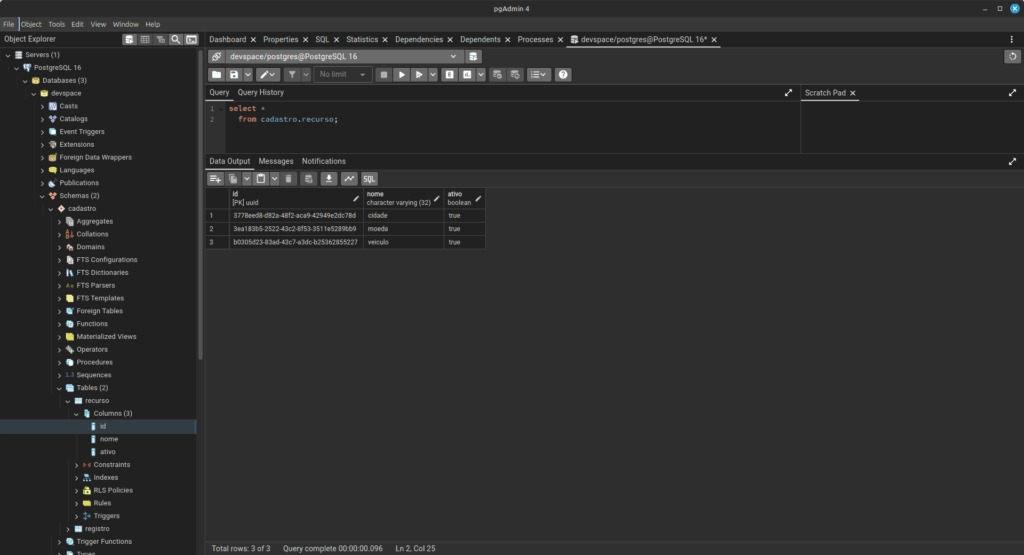Recursos cadastrados para uso em APIs RESTful - DevSpace